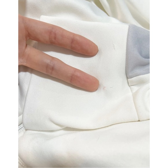 Athleta Sz L White Gray Zip Up Sweatshirt Hoodie Jacket Womens - Picture 5 of 8